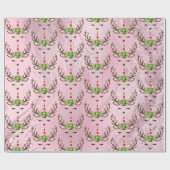 Goudmarmer eenhoornrendierpatroon van Girly roos Cadeaupapier (Vlak)