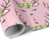Goudmarmer eenhoornrendierpatroon van Girly roos Cadeaupapier (Rol Hoek)