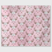 Goudmarmer eenhoornrendierpatroon van Girly roos Cadeaupapier (Vlak)