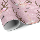 Goudmarmer eenhoornrendierpatroon van Girly roos Cadeaupapier (Rol Hoek)