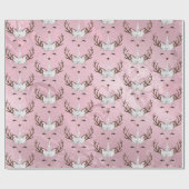 Goudmarmer eenhoornrendierpatroon van Girly roos Cadeaupapier (Vlak)