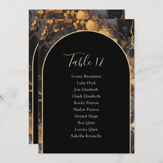 Goudmarmer en boogtafel kaart (Voorkant / Achterkant)