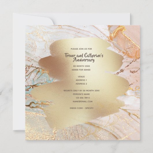 Goudmarmer geode textuur ZEER elegante partij Kaart (Achterkant)