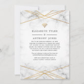 Goudmarmer Geometric Reduced Wedding Guests Aankondiging (Voorkant)