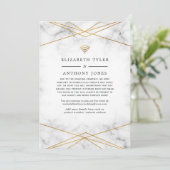 Goudmarmer Geometric Reduced Wedding Guests Aankondiging (Staand voorkant)