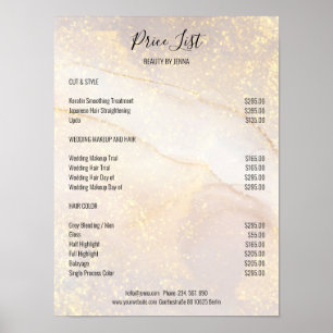Goudmarmer Glitter Salon Price Lists Poster