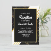 Goudmarmer strepen typografie zwarte ontvangst kaart (Staand voorkant)