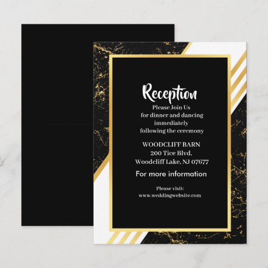 Goudmarmer tint typografie zwart aankondigingskaart (Voorkant / Achterkant)