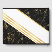 Goudmarmer tint typografie zwart gastenboek (Achterkant)