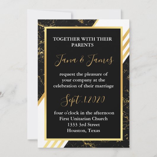 Goudmarmer tint typografie zwart kaart (Voorkant)