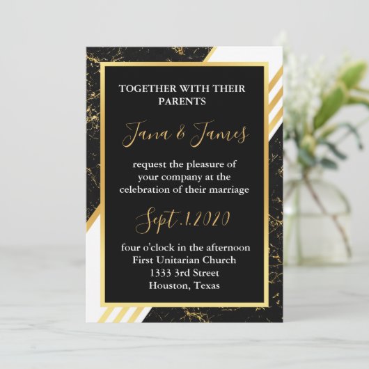 Goudmarmer tint typografie zwart kaart (Staand voorkant)