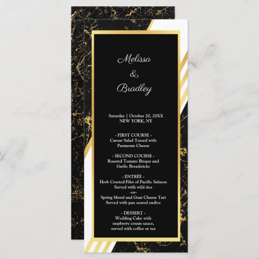 Goudmarmer tint typografie zwart programmakaart (Voorkant / Achterkant)