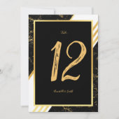 Goudmarmer tint typografie zwart tabelnummer kaart (Voorkant)