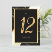 Goudmarmer tint typografie zwart tabelnummer kaart (Staand voorkant)