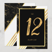 Goudmarmer tint typografie zwart tabelnummer kaart (Voorkant / Achterkant)