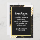Goudmarmer tint typografie zwarte bridesmaïde kaart (Achterkant)