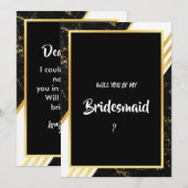 Goudmarmer tint typografie zwarte bridesmaïde kaart (Voorkant / Achterkant)