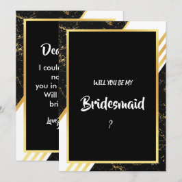 Goudmarmer tint typografie zwarte bridesmaïde kaart