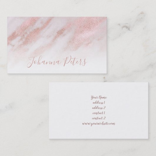 goudmarmer van elegant roos visitekaartje (Voorkant / Achterkant)