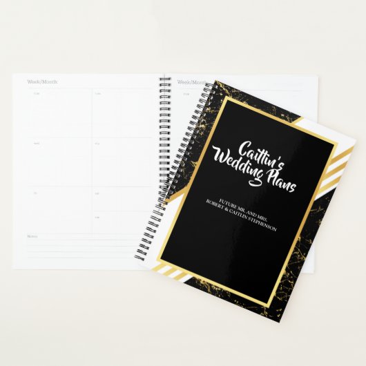 Goudmarmerstroken typografie blacWedding-planner Planner (Display)