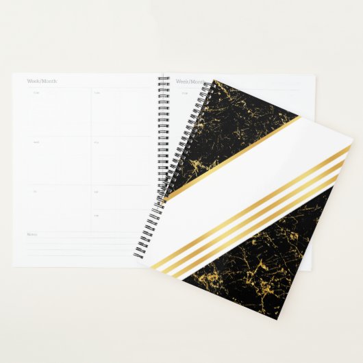 Goudmarmerstroken typografie blacWedding-planner Planner (Display)