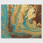 Goudmarmertextuur Blauwe en gouden marb Cadeaupapier (Vlak)