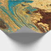 Goudmarmertextuur Blauwe en gouden marb Cadeaupapier (Hoek)