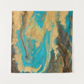 Goudmarmertextuur. Blauwe en gouden marb Wandkleed (Voorkant (horizontaal))