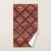 goudmaroon Damask Pattern Bad Handdoek (Handdoek)