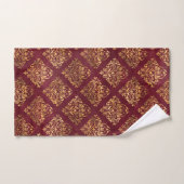goudmaroon Damask Pattern Bad Handdoek (Handdoek)