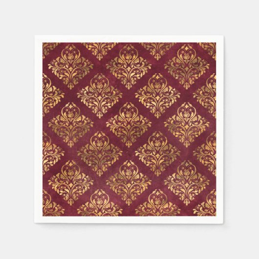  goudmaroon Damask Pattern Servet (Voorkant)
