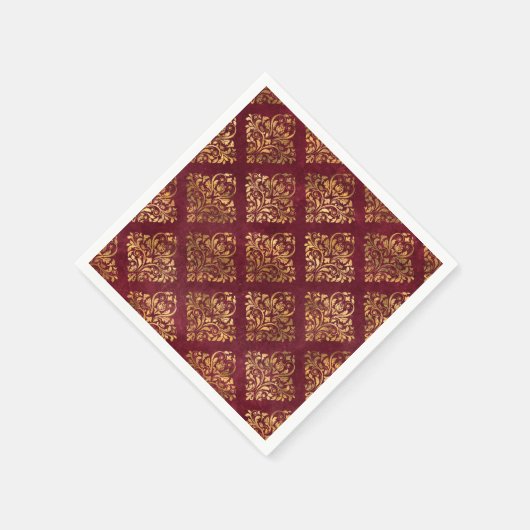  goudmaroon Damask Pattern Servet (Hoek)