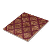  goudmaroon Damask Pattern Tegeltje (Zijkant)