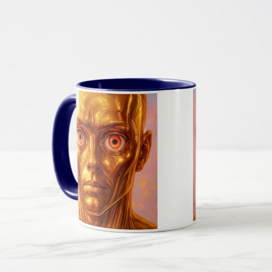 Goudmetaal android mok (Voorkant links)