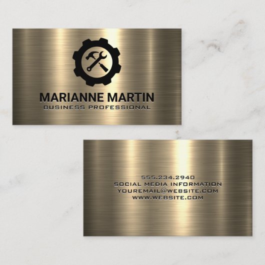 goudmetaal | Hamersleutel Logo Visitekaartje (Voorkant / Achterkant)