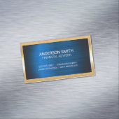 goudmetaal-Lijst | Blue Metal Achtergrond Zakelijk Magnetisch Visitekaartje (Voorbeeld)