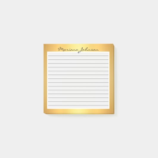 goudmetaal met achtergrondlijnen, aangepast post-it® notes (Voorkant)