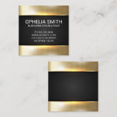 goudmetaalglans | minimalistisch | geperforeerd ga vierkante visitekaartje (Voorkant / Achterkant)