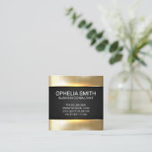 goudmetaalglans | minimalistisch | geperforeerd ga vierkante visitekaartje (Staand voorkant)