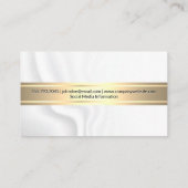 goudmetaalstaaf | Witte zijden draperie Visitekaartje (Achterkant)