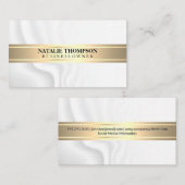 goudmetaalstaaf | Witte zijden draperie Visitekaartje (Voorkant / Achterkant)