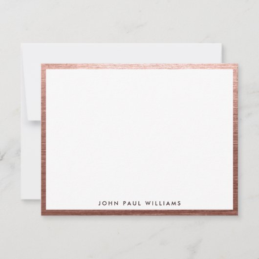 Goudmetalen in geborsteld Roos elegant stijlvol Notitiekaartje (Voorkant)