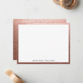 Goudmetalen in geborsteld Roos elegant stijlvol Notitiekaartje (Voorkant / Achterkant in situ)