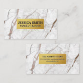 goudmetallisch Lijst | Wit Marmer Visitekaartje (Voorkant / Achterkant)