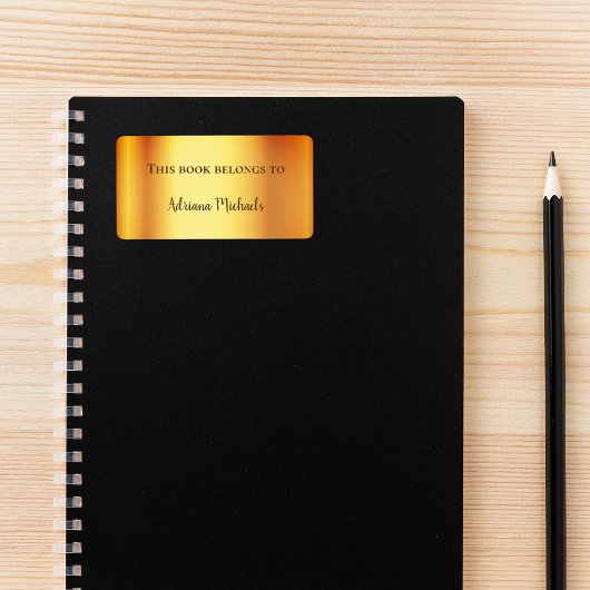 Goudmetallische naamelegante boekplaat etiket