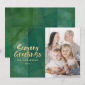 Goudmetallische smaakjes feestdagenkaart (Voorkant / Achterkant)