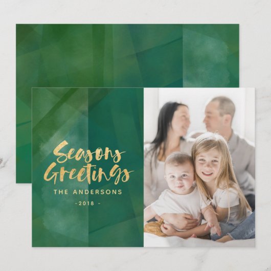 Goudmetallische smaakjes feestdagenkaart (Voorkant / Achterkant)