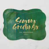 Goudmetallische smaakjes feestdagenkaart (Voorkant / Achterkant)