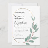 goudmijn groene bruingebladerde bruiloft kaart (Voorkant)