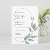 goudmijn groene bruingebladerde bruiloft kaart (Staand voorkant)